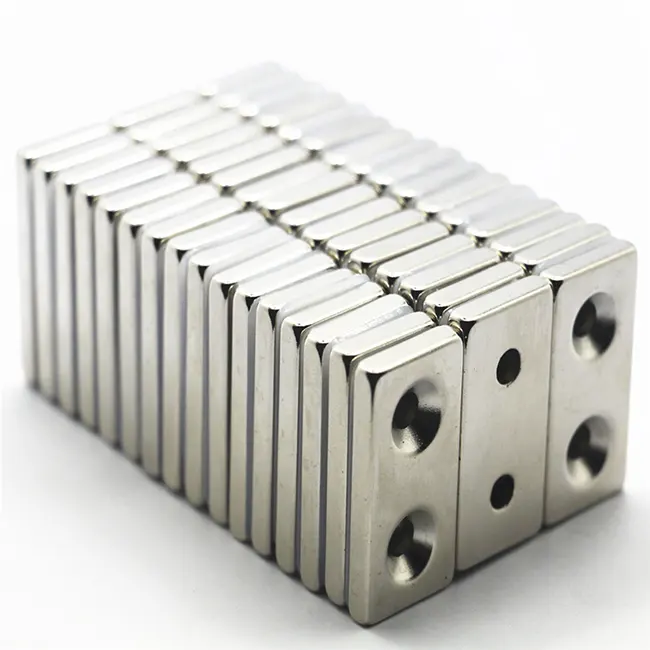 Hole Square Block Countersunk Neodymium Magnet