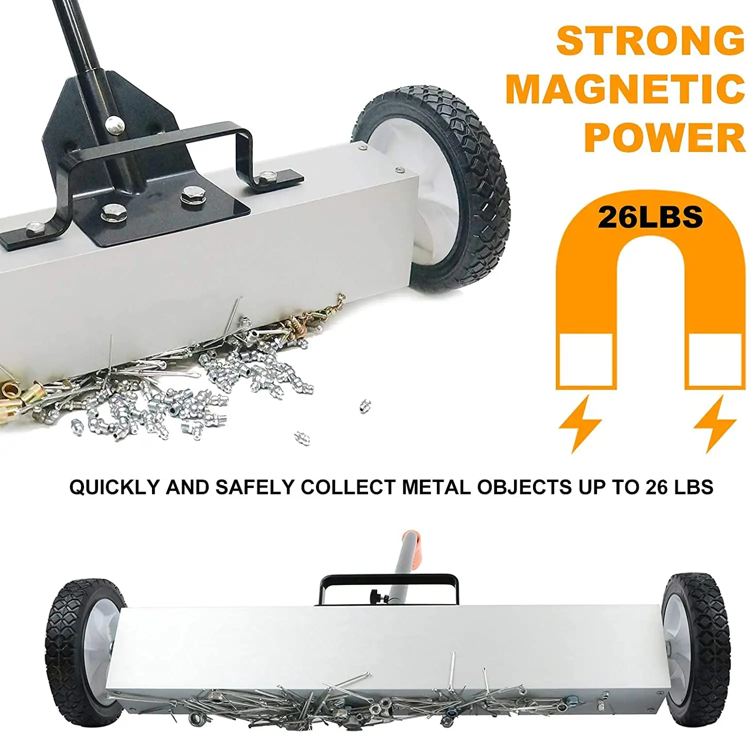 Pickup Nail Magnetic Sweeper With Big Wheels