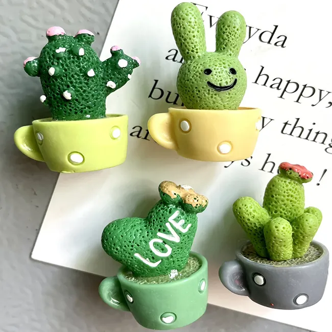 Green Pot Plants Resin Refrigerator Magnets