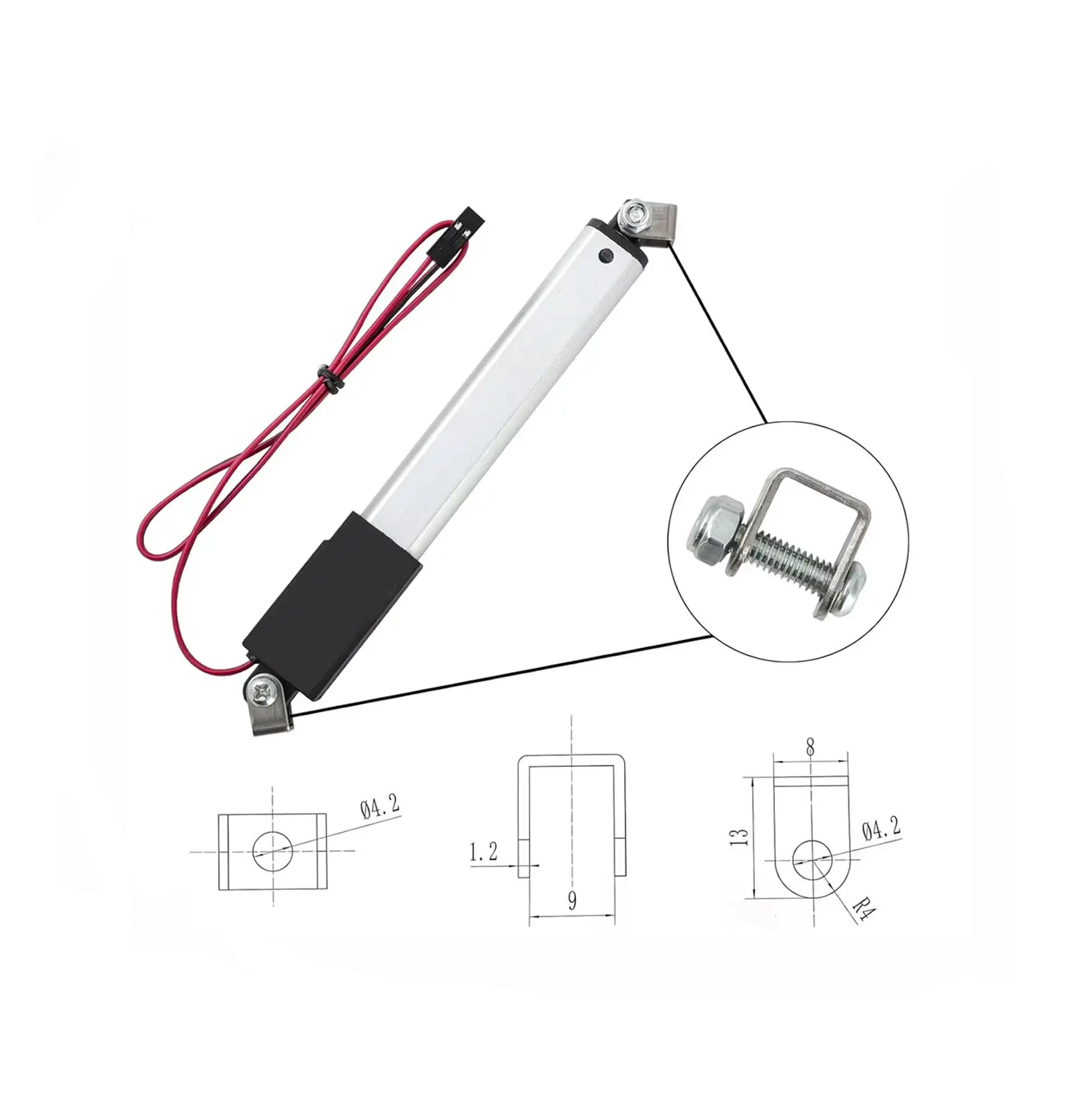 250mm DC 12V 6000N 5mm/s Linear Actuator 