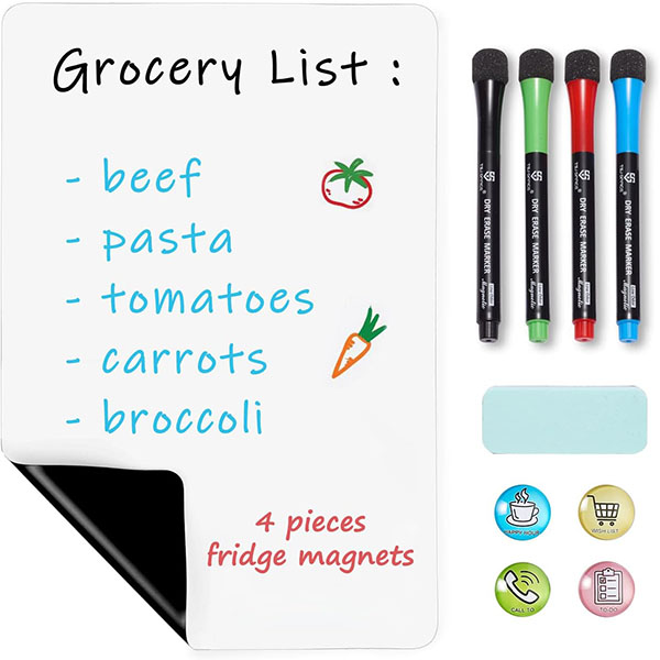 Magnetic Dry Erase Whiteboard Sheet 12 x 8 inches Small Magnet Fridge Message Boards for Kitchen Refrigerator Reminder Sticker Planner Grocery List